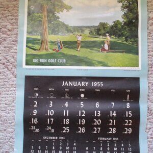 Vintage Big Run Golf Club, Lockport, Ilinois 1955 Yearly Calendar